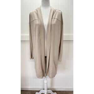 J Jill Fit Open Front Cardigan Sz Medium Neutral Beige Long Sweater Modal Blend